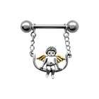   on Swing Dangle   925 Sterling Silver & 14k Gold Plated Nipple Ring