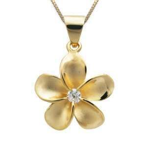  Plumeria Necklace with 14K Gold Finish and Chain Honolulu 