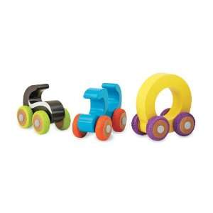   Wooden Push Toys with Rubber Grippy Wheels, Set of 3 Toys & Games