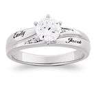   Sterling Silver Brilliant CZ and Diamond Name Wedding Ring   Size 7
