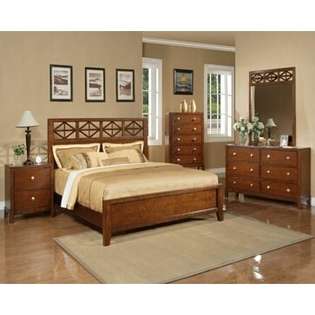 US Furniture 5 Pc. Honey Oak Wood Finish Queen Bedroom Set with French 