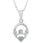 SilverBin Sterling Silver .925 Stamp Celtic Claddagh Blue Cubic 