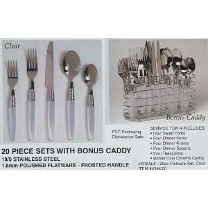   Stainless Steel Frosted Clear Flatware Set w/ Caddy