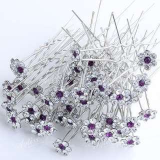 100x Wholesale Flower Bridal Hair Pins Clips Accessory  