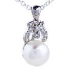 Pugster Sterling Silver Sparkling Pearl Jewelry Pendant Necklace