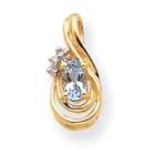 JewelryWeb 14k Diamond and Aquamarine Birthstone Pendant