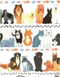 DOG & CAT GIFT WRAPPING PAPER  6 Folded Sheet  