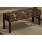   floral pattern fabric upholstered bedroom bench with dark wood legs