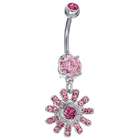   Clear & AB Stunning CZ Snowflake Dangle Belly Button Navel Ring