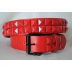DDI 2 Row Pyramid Studded Snap On Leather Belts   Red(Pack of 24)
