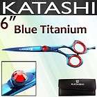   TITANIUM BLUE Pro Hair Scissors RED CRYSTAL Barber Shears KT706