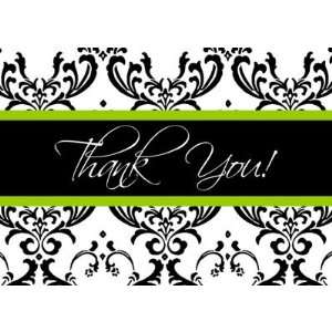  Black and White Damask Thank You Cards Green Health 