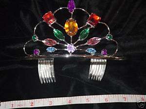 Silver Multicolor Bridal Princess tiara renaissance J57  