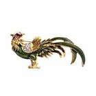   Animal Rooster Brooch Gold Plated Olivine Green w/ Cubic Zircon Brooch