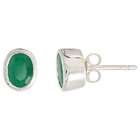 Sabrina Silver Sterling Silver 7x5mm Oval Natural Emerald Stone Stud 
