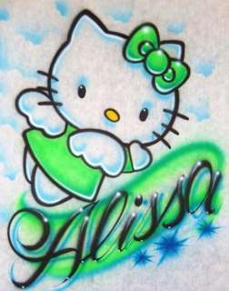   Personalized Name With Hello Kitty Wings Clouds T shirt  
