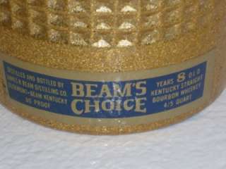   1976 GOLD GLASS DECANTER 4/5 QUART BEAM BOX TAX SEAL BOURBON  