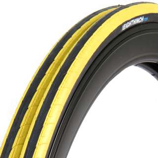 PAIR EIGHTHINCH ST23 ROAD BIKE TIRES TYRES 700x23C 700C YELLOW FIXED 