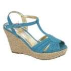 Attention Womens Horizon T Strap Sueded Wedge Dress Sandal 