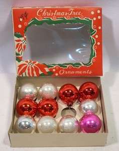 Box Vintage Mercury Glass Christmas Tree Ornaments  