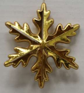   KURT ADLER ANTIQUED GOLD PIERCED SNOWFLAKE SET OF 3 ORNAMENTS, H9057