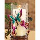  of 3 Butterfly and Flower Glass Hurricane Pillar Candle Holders 7