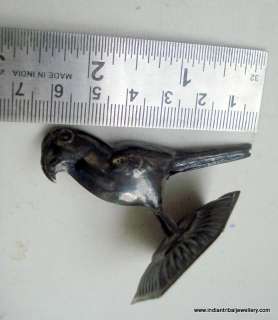 antique old sterling silver parrot bird statue india  