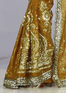 Brown Sequin Embroidery Sari Saree Bellydance Costume n  