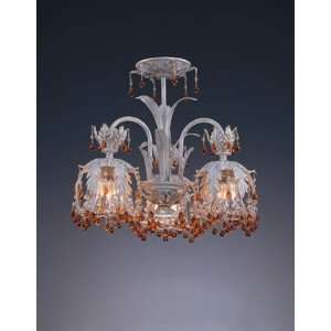   Mount Ceiling Fixture Antique White With Clear Crys
