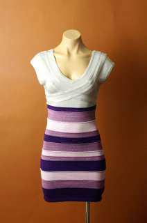 WOW COUTURE GRAY   PURPLE Bandage Bodycon Cocktail Dress  