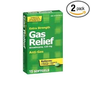  Extra Strength Gas Relief 125mg Softgels, 15ct (2 Pack 