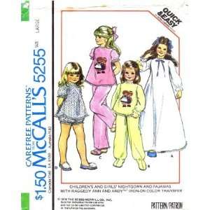 5255 Vintage Sewing Pattern Girls Raggedy Ann & Andy Nightgown 