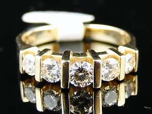 14K YELLOW GOLD 5 STONE DIAMOND WEDDING BAND RING 3/4 C  