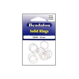  Beadalon Solid Ring 16mm Twist Silver Plated 10 Piece 