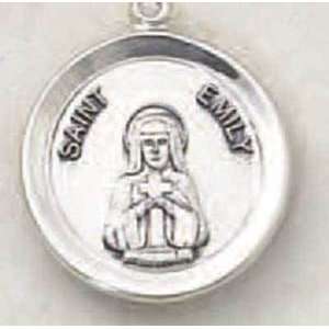  925 Sterling Silver Saint Emily Medal Pendant Necklace 