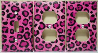 LEOPARD PRINT LIGHT SWITCH & OUTLET COVERS PINK PURPLE  