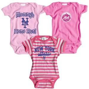 New York Mets 3 Pack Girls Mommys Home Run Creeper Set by Soft as a 