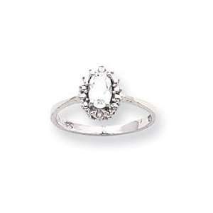  Diamond White Topaz Birthstone Ring in 14k White Gold (0 