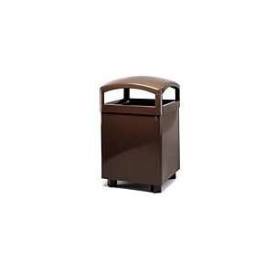 Rubbermaid 3989 48 Gallon Brown Waste Receptacle with Hinged Dome Top