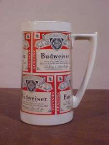 VTG Budweiser Bud Plastic THERMO SERV Stein Mug Cup NR  