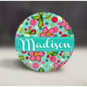 Personalized Pocket Mirrors   Cute Girly Blue Flowers 