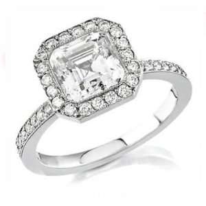   90Ct Radiant Diamond Accent Engagement Ring 18k Gold Pave Jewelry