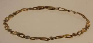 10k yellow gold diamond tennis bracelet .03cttw 3.5g vintage estate 7 