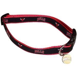  Chicago Bulls Ribbon Pet Collar w/ I.D. Tag   Black Pet 