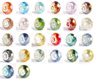 20 pcs AB Crystal Glass European Beads Fit Charms M14  