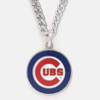  Chicago Cubs Silver Tone Chain Necklace with Cubs Team 