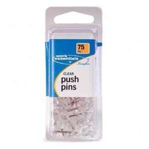  Push Pins, 75/CD, Clear   Push Pins; 75/CD; Clear(sold in 