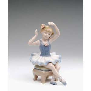  Fine Porcelain Ballerina Sits on Chair Figurine