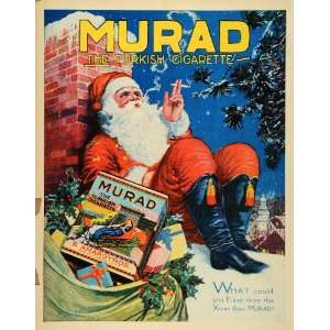  1920 Ad Santa Claus Smoking Murad Turkish Cigarettes Chimney 