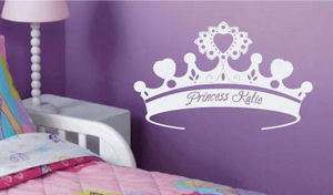 Huge Princess Crown Tiara Custom Name Wall Decal  